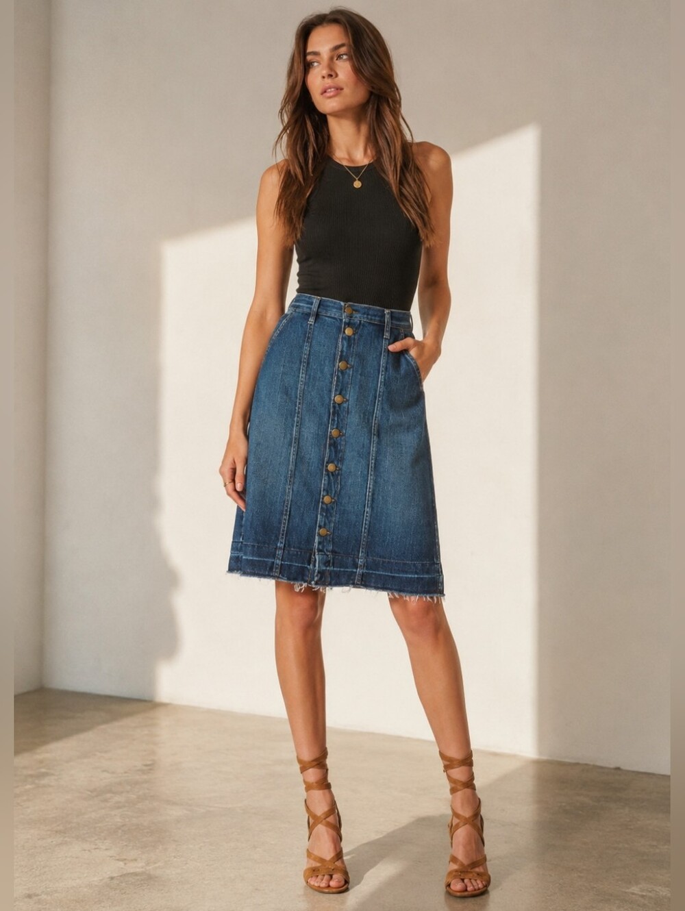 Current/Elliott The Short Sally Denim Skirt Loved Wash With Let Out Raw Hem 26
